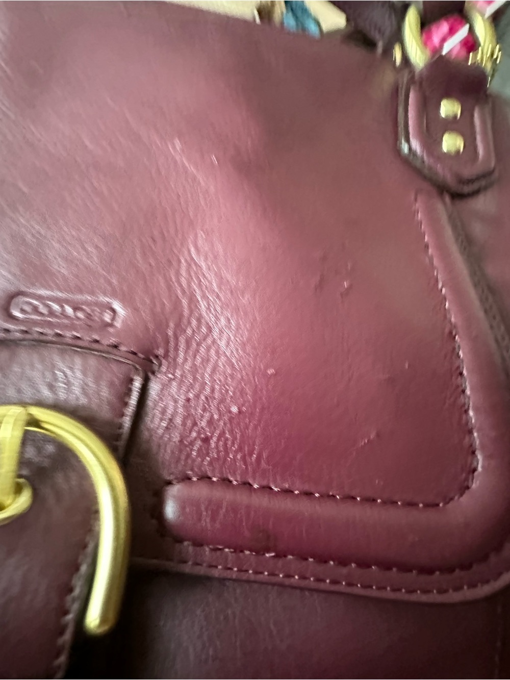 Coach Leather Campbell Izzy Fashion Satchel Brass Burgundy F24683 - Picture 6 of 7